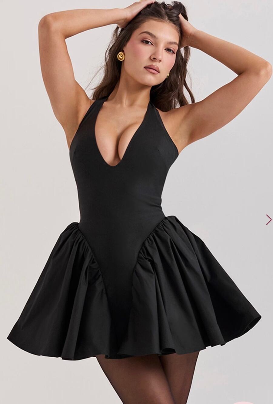 House of CB Black Valentia Mini Dress Women Large LBD Date Romantic NYE Holiday